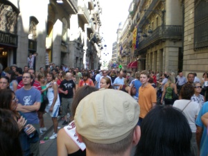 The busy streets of Barcelona.